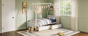 English Elm Twin Montessori Floor Bed Upholstered Platform with Wraparound Padded Rails Low Profile White Wood N733P430735K