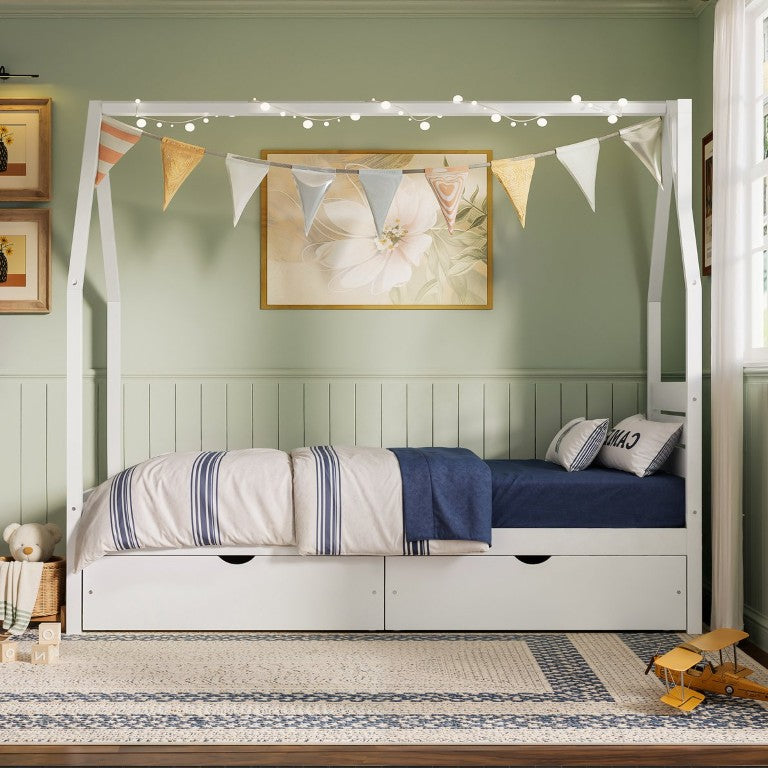 English Elm Twin Montessori Floor Bed Upholstered Platform with Wraparound Padded Rails Low Profile White Wood N733P430735K