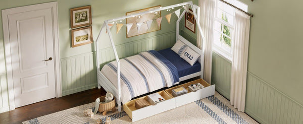 English Elm Twin Montessori Floor Bed Upholstered Platform with Wraparound Padded Rails Low Profile White Wood N733P430735K