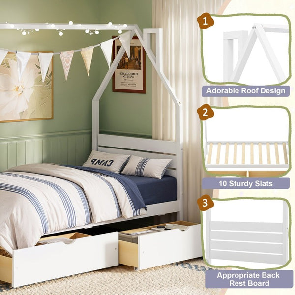 English Elm Twin Montessori Floor Bed Upholstered Platform with Wraparound Padded Rails Low Profile White Wood N733P430735K