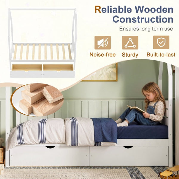 English Elm Twin Montessori Floor Bed Upholstered Platform with Wraparound Padded Rails Low Profile White Wood N733P430735K