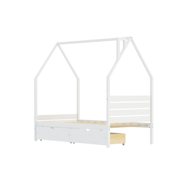 English Elm Twin Montessori Floor Bed Upholstered Platform with Wraparound Padded Rails Low Profile White Wood N733P430735K
