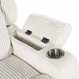 English Elm Electric Power Recliner Corduroy Swivel Rocker with Heat Massage and Usb Charging Beige N733P443096A