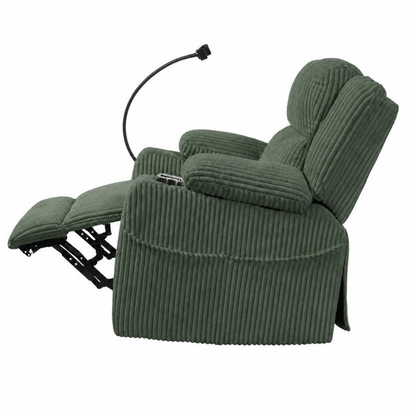 English Elm Electric Power Recliner Corduroy Swivel Rocker with Heat Massage and Usb Charging Green N733P443096G