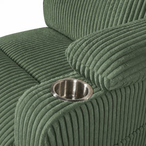 English Elm Electric Power Recliner Corduroy Swivel Rocker with Heat Massage and Usb Charging Green N733P443096G