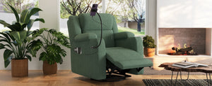 English Elm Electric Power Recliner Corduroy Swivel Rocker with Heat Massage and Usb Charging Green N733P443096G