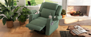 English Elm Electric Power Recliner Corduroy Swivel Rocker with Heat Massage and Usb Charging Green N733P443096G