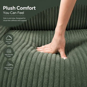 English Elm Electric Power Recliner Corduroy Swivel Rocker with Heat Massage and Usb Charging Green N733P443096G