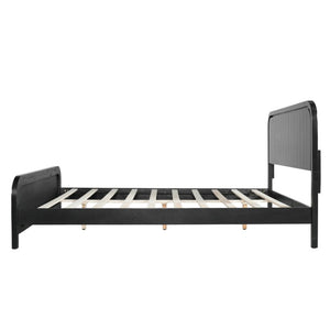 English Elm N733s460476b,box2 Solid Pine Queen Platform Bed Matte Black Modern Slat Frame N733P460477B