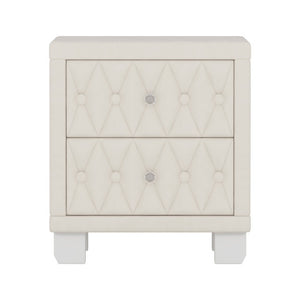 English Elm Elegant Velvet Upholstered Nightstand with Crystal Knobs and Button Tufted Drawer Fronts N733P484981A