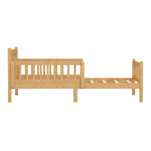 English Elm Twin Pine Platform Bed for Kids with Slat Headboard and Removable Safety Rails N733P525620N