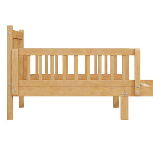 English Elm Twin Pine Platform Bed for Kids with Slat Headboard and Removable Safety Rails N733P525620N