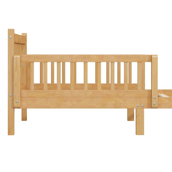 English Elm Twin Pine Platform Bed for Kids with Slat Headboard and Removable Safety Rails N733P525620N