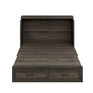 English Elm Full Size Farmhouse Murphy Cabinet Bed with Storage Drawer and Built-in Charging Station N733S361798G