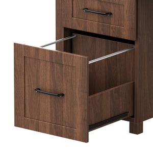 English Elm Farmhouse Executive Desk with Hutch Barn Doors Charging Station and File Storage Walnut N733S459652L