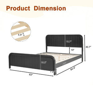 English Elm Full Pine Wood House Bed for Kids with 2 Storage Drawers and Peaked Roof Frame Black 84.4 L x 63 W x 40.7 H N733S460476B
