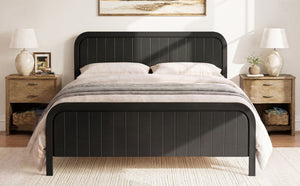 English Elm Full Pine Wood House Bed for Kids with 2 Storage Drawers and Peaked Roof Frame Black 84.4 L x 63 W x 40.7 H N733S460476B