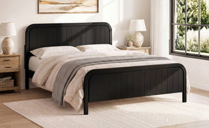 English Elm Full Pine Wood House Bed for Kids with 2 Storage Drawers and Peaked Roof Frame Black 84.4 L x 63 W x 40.7 H N733S460476B