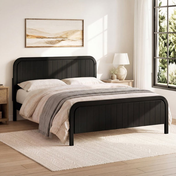 English Elm Full Pine Wood House Bed for Kids with 2 Storage Drawers and Peaked Roof Frame Black 84.4 L x 63 W x 40.7 H N733S460476B