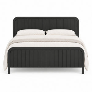 English Elm Full Pine Wood House Bed for Kids with 2 Storage Drawers and Peaked Roof Frame Black 84.4 L x 63 W x 40.7 H N733S460476B