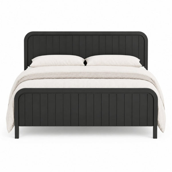 English Elm Full Pine Wood House Bed for Kids with 2 Storage Drawers and Peaked Roof Frame Black 84.4 L x 63 W x 40.7 H N733S460476B