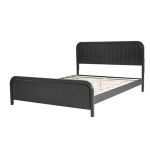 English Elm Full Pine Wood House Bed for Kids with 2 Storage Drawers and Peaked Roof Frame Black 84.4 L x 63 W x 40.7 H N733S460476B