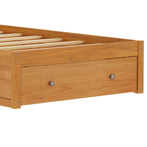 English Elm Twin Platform Bed with Built-In Desk Footboard Drawers and Walnut Wood Finish Walnut 94.1 L x 43.1 W x 31.1 H N733S462255L