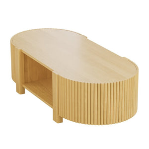 English Elm Living Room Nesting Table Set Solid Rubber Wood Soft Close Storage Natural Finish N735P369883N
