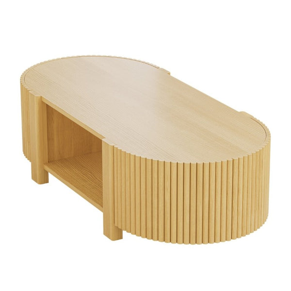 English Elm Living Room Nesting Table Set Solid Rubber Wood Soft Close Storage Natural Finish N735P369883N