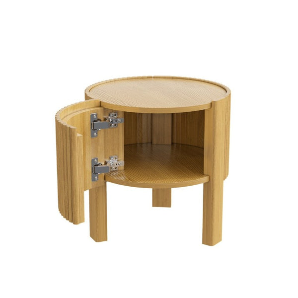 English Elm Living Room Nesting Table Set Solid Rubber Wood Soft Close Storage Natural Finish N735P369883N