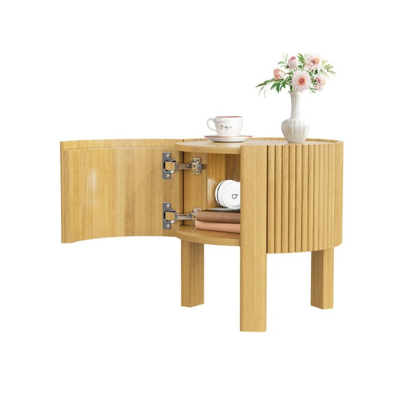 English Elm Living Room Nesting Table Set Solid Rubber Wood Soft Close Storage Natural Finish N735P369883N