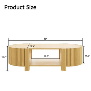English Elm Living Room Nesting Table Set Solid Rubber Wood Soft Close Storage Natural Finish N735P369883N