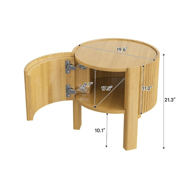 English Elm Living Room Nesting Table Set Solid Rubber Wood Soft Close Storage Natural Finish N735P369883N