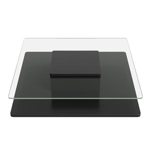 English Elm The Square Tempered Glass Coffee Table with Open Shelf for Modern Living Rooms Black N735P430947B