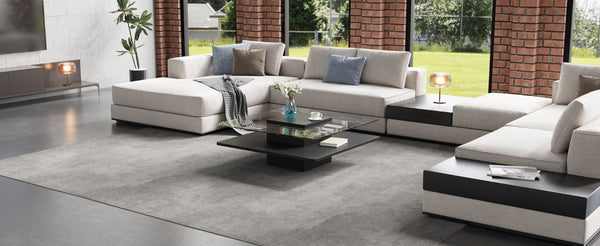 English Elm The Square Tempered Glass Coffee Table with Open Shelf for Modern Living Rooms Black N735P430947B