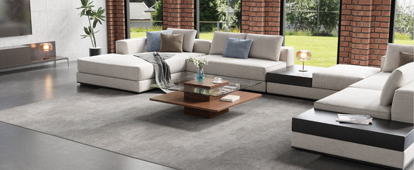 English Elm The Square Tempered Glass Coffee Table with Open Shelf for Modern Living Rooms Walnut N735P430947D