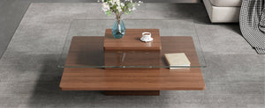 English Elm The Square Tempered Glass Coffee Table with Open Shelf for Modern Living Rooms Walnut N735P430947D