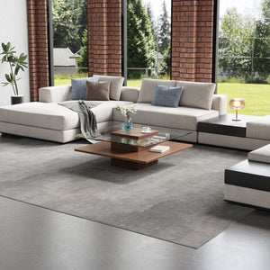 English Elm The Square Tempered Glass Coffee Table with Open Shelf for Modern Living Rooms Walnut N735P430947D