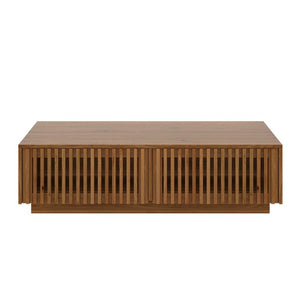 English Elm Mid Century Solid Walnut Coffee Table with Four Slatted Drawers for Living Room N735P464673D