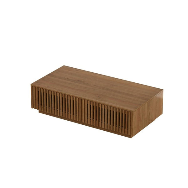 English Elm Mid Century Solid Walnut Coffee Table with Four Slatted Drawers for Living Room N735P464673D