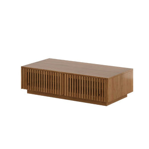 English Elm Mid Century Solid Walnut Coffee Table with Four Slatted Drawers for Living Room N735P464673D