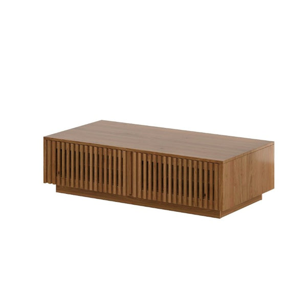 English Elm Mid Century Solid Walnut Coffee Table with Four Slatted Drawers for Living Room N735P464673D