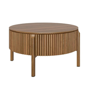 English Elm Round Lift Top Coffee Table Solid Wood Fluted Walnut Finish Living Room Storage N735P464675D