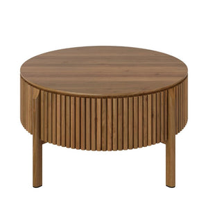 English Elm Round Lift Top Coffee Table Solid Wood Fluted Walnut Finish Living Room Storage N735P464675D