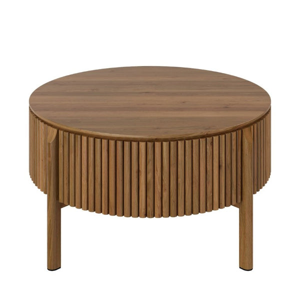 English Elm Round Lift Top Coffee Table Solid Wood Fluted Walnut Finish Living Room Storage N735P464675D