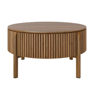 English Elm Round Lift Top Coffee Table Solid Wood Fluted Walnut Finish Living Room Storage N735P464675D