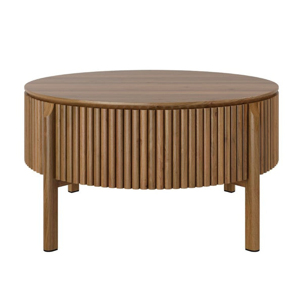 English Elm Round Lift Top Coffee Table Solid Wood Fluted Walnut Finish Living Room Storage N735P464675D