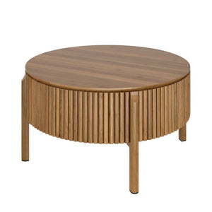 English Elm Round Lift Top Coffee Table Solid Wood Fluted Walnut Finish Living Room Storage N735P464675D