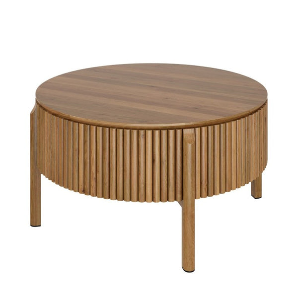 English Elm Round Lift Top Coffee Table Solid Wood Fluted Walnut Finish Living Room Storage N735P464675D