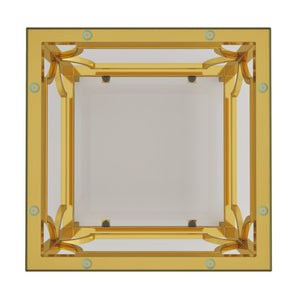 English Elm 19.7 Inch Gold Glam Two Tier Square Side Table Tempered Glass Top Metal Frame Transparent N735P468887K